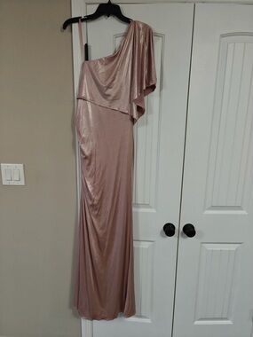 Adrianna Papell Metallic Rose One-Shoulder Evening Gown